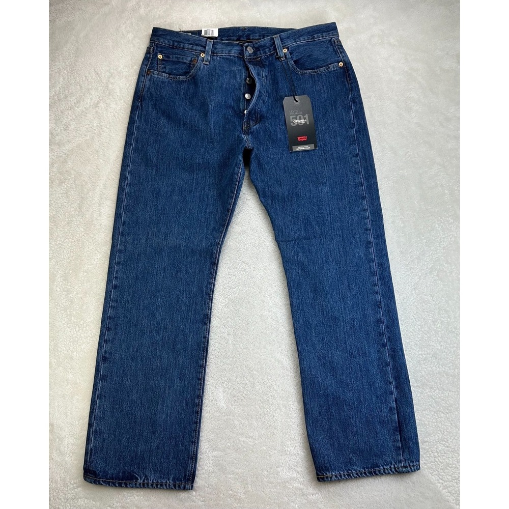 NWT Levi's Premium 501 Original Straight Jeans Mens 36x30 Blue Denim Button Fly